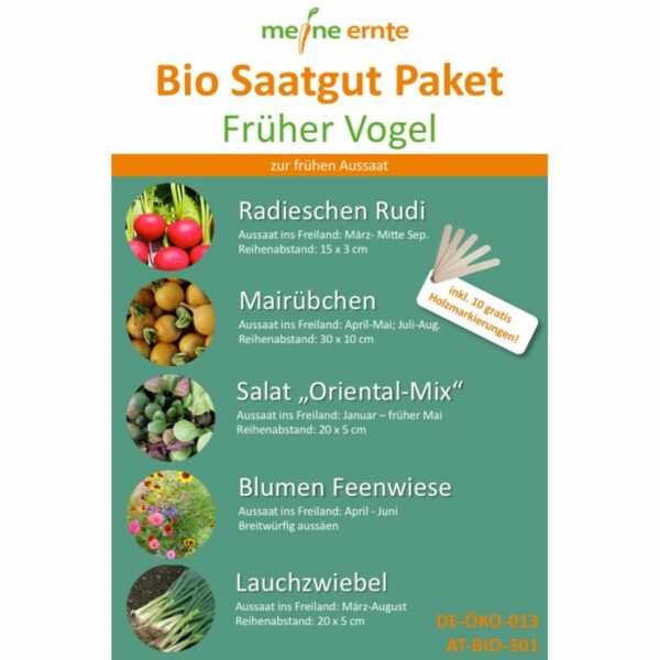 Bio Saatgut Paket Früher Vogel